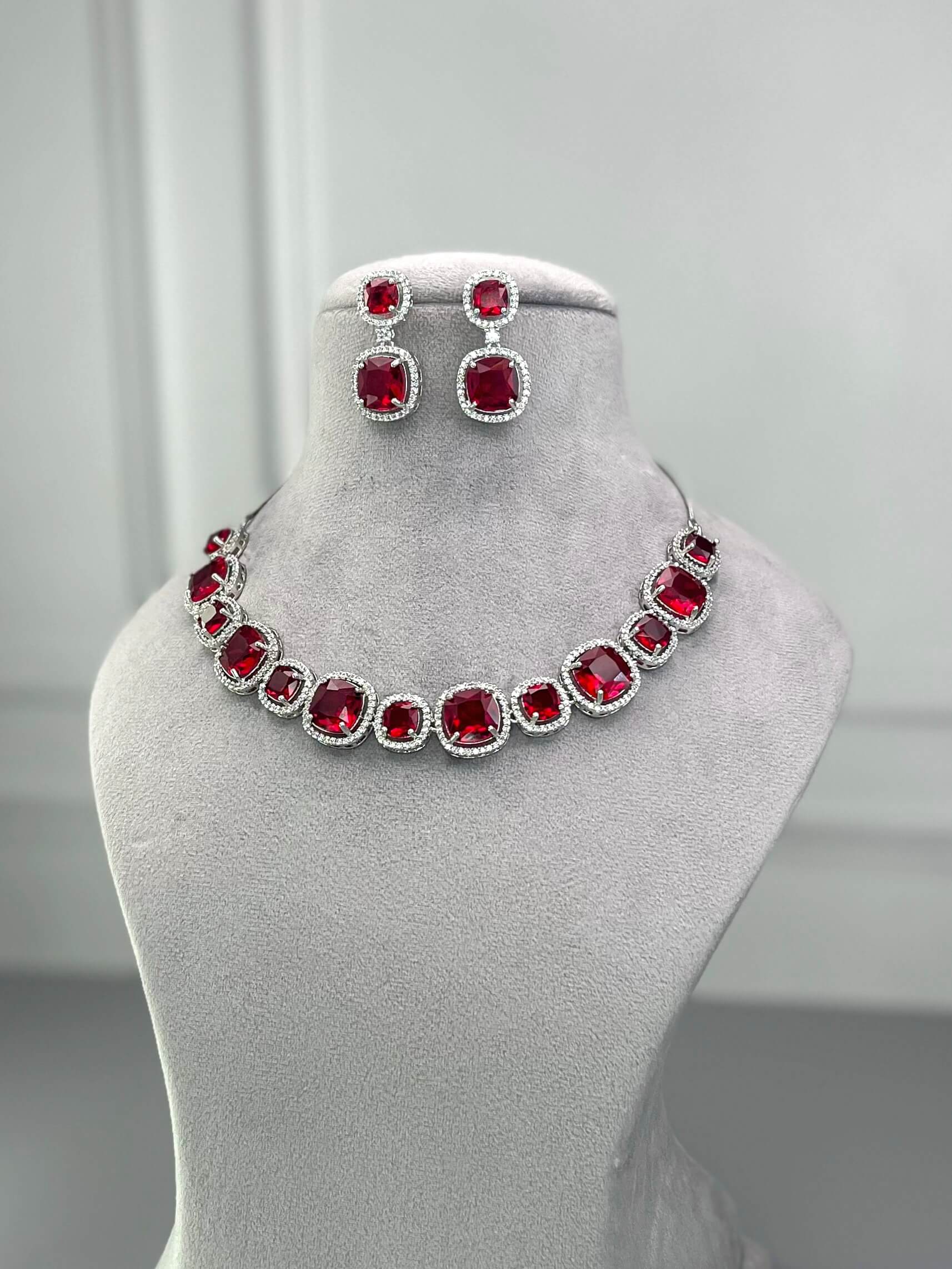 Rachel Ruby Red AD Necklace Set